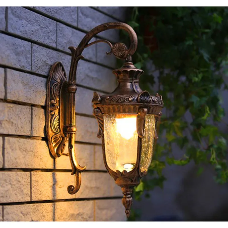 أسود برونزي ريترو النمط الأوروبي في الهواء الطلق الجدار الخفيفة مقاوم للماء حديقة ديكور الشمعدان مصباح لإضاءة الشرفة خمر #2