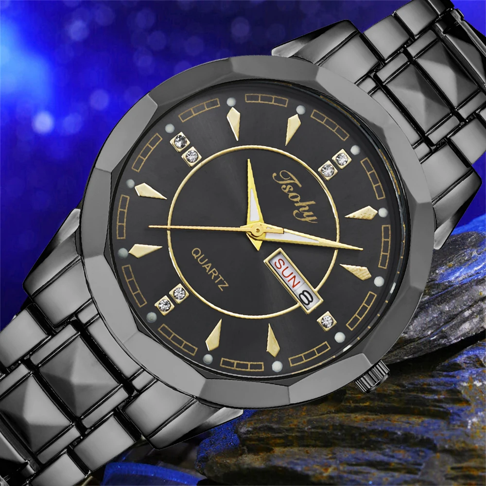 Часы наручные мужские деловые, Модные прочные, крутые, красивые, с двойным календарем, классические, для студентов