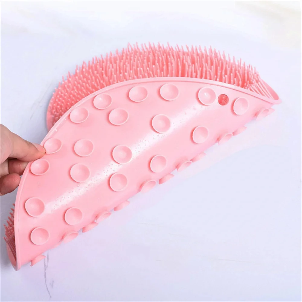 Silicone Rub Back Brush Bathroom Non-slip Wash Foot Pad Massage Shower Mat with Sucker Bath Massage Foot Exfoliating Brush Pad