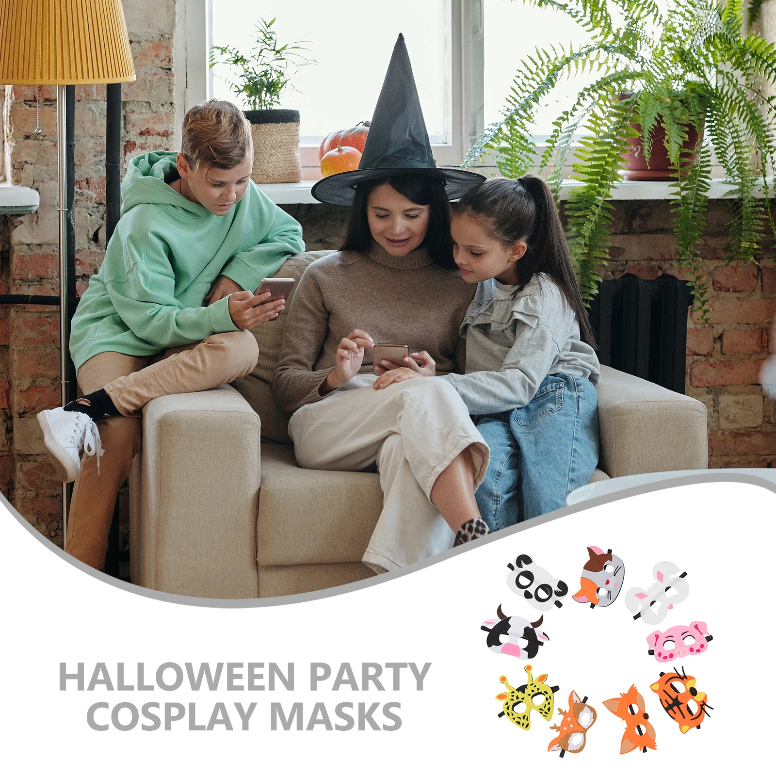 

18Pcs Kids Felt Animal Masks Halloween Cosplay Party Masks Breathable Durable Costume Accessories Animal Cosplay Mask