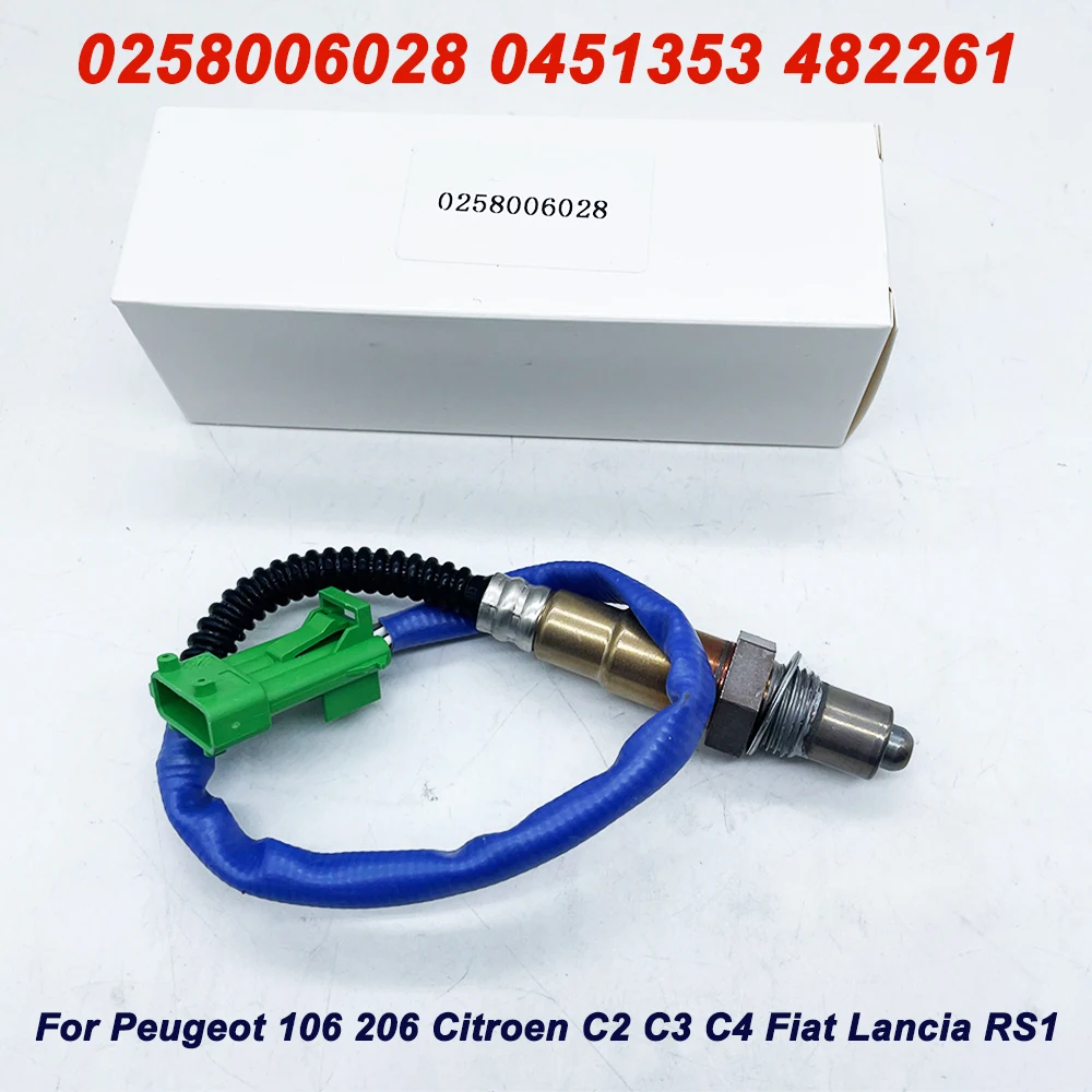 OE 0258006028 Air Fuel Ratio O2 Oxygen Sensor 9635978280 0451353 482261 For Peugeot 106 206 Citroen C2 C3 C4 Fiat Lancia RS1 12V