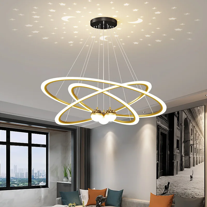 lustre led redondo dourado nordico para sala de estar luz de teto do ceu estrelado moderno e simples luz atmosferica luxo e interior nordico 01