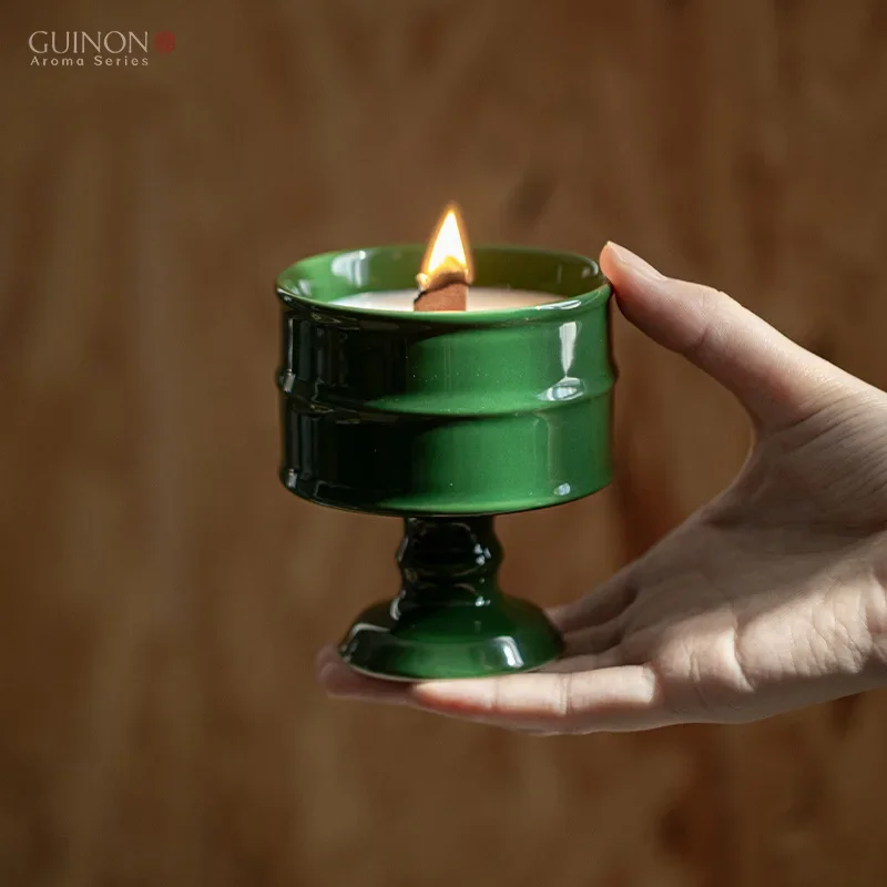 

CuteLife Nordic Black Ceramic Decorative Candlestick Tealight Candelabra Big Candle Holder Ornaments Home Table Base For Candle