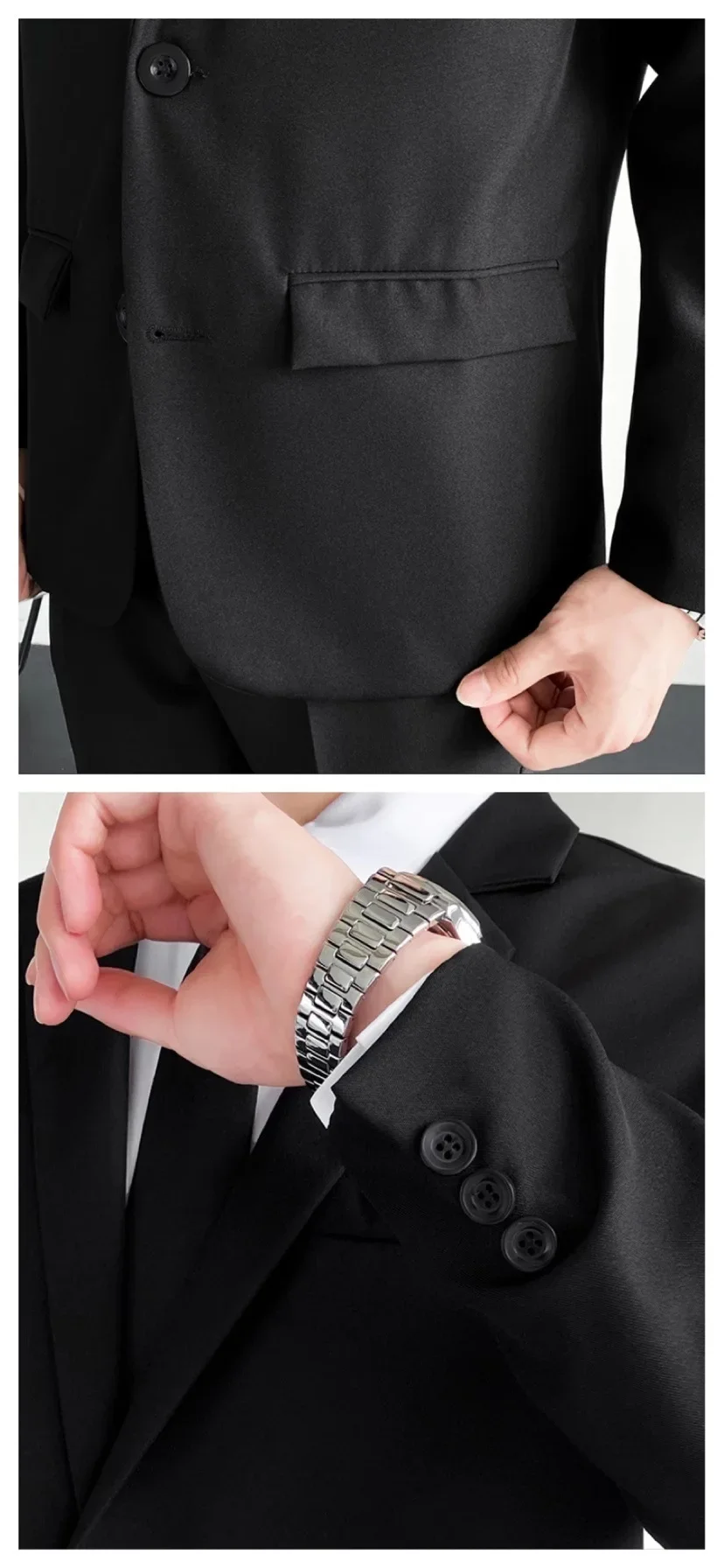 Traje Casual para Hombre, Dos Piezas, Corte Slim Fit, Estilo Formal Coreano, Traje de Novio, Ropa de Vestir Occidental para Novio