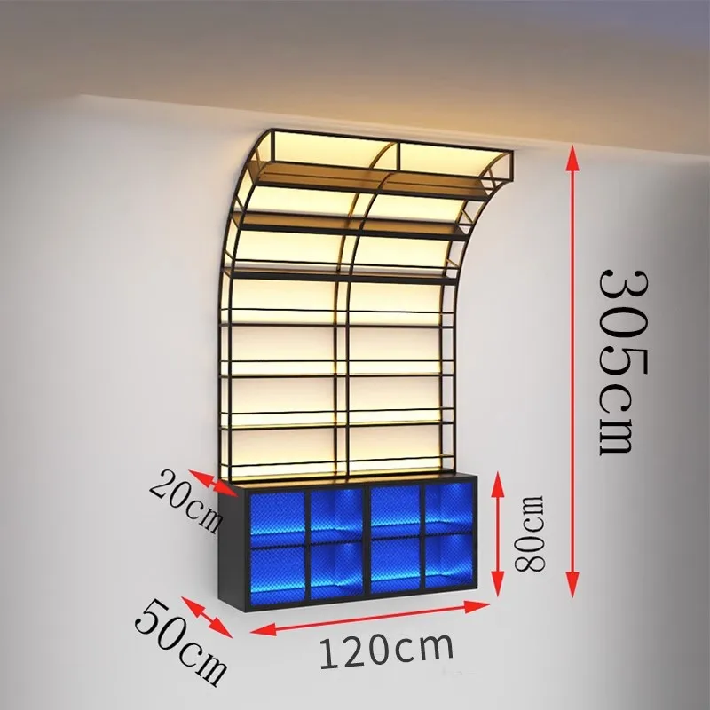 Witryna do whisky Pokój alkoholi Szafka na wino Lodówka Nowoczesny dom Bar Otwarte szafki Półki Dekoracja Wiszące na ścianie Żelazo