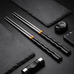 1 Pair Stainless Steel Chinese Chopsticks Japanese Wand Metal Food Sticks Korean Sushi Noodles Chopsticks Reusable Food Stick