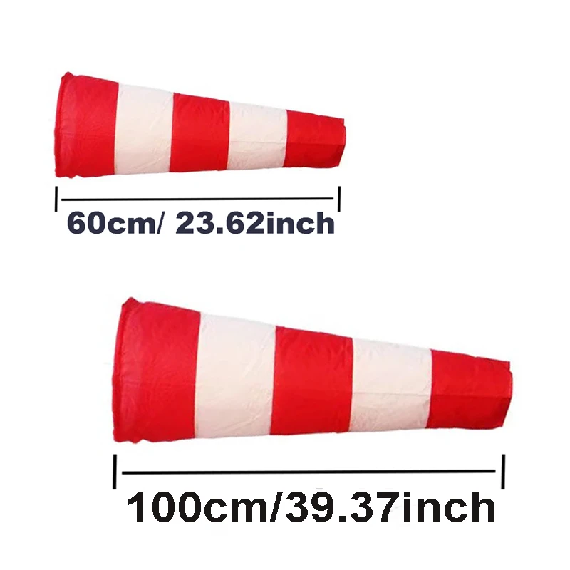 60/100cm Windsock Outdoor Wind Direction Measurement Belt Rip-stop Weather Vane for Airport Aviation Garden Farm