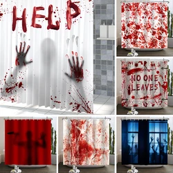 Halloween Shower Curtain Horror Bloody Hands Waterproof Fabric Bathroom Curtain Folding Partition Bathroom For Halloween Decor