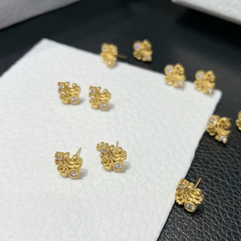 

Серьги LABB из настоящего золота 18 карат Au750, серьги с инкрустацией золотым цветком из муассанита, женский бутик ювелирных изделий, подарки