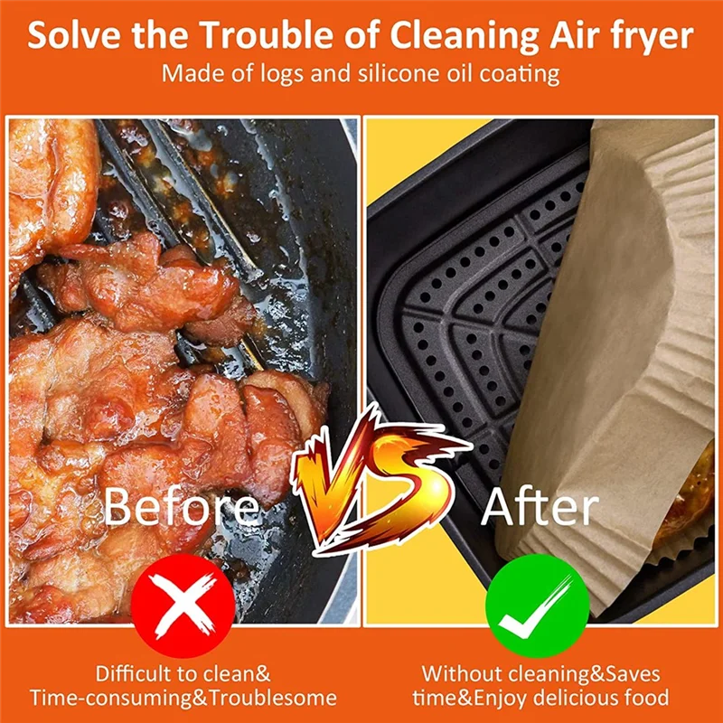 Air Fryer Liners กระดาษทิ้งสําหรับ Ninja Dual,200 ชิ้น Air Fryer Liners สี่เหลี่ยมผืนผ้า, air Fryer อุปกรณ์เสริม
