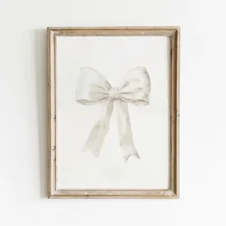 1pcs White Bow Preppy Wall Art Poster Print Minimalist Trendy Canvas Painting Girls Room Bedroom Dorm Home Decor