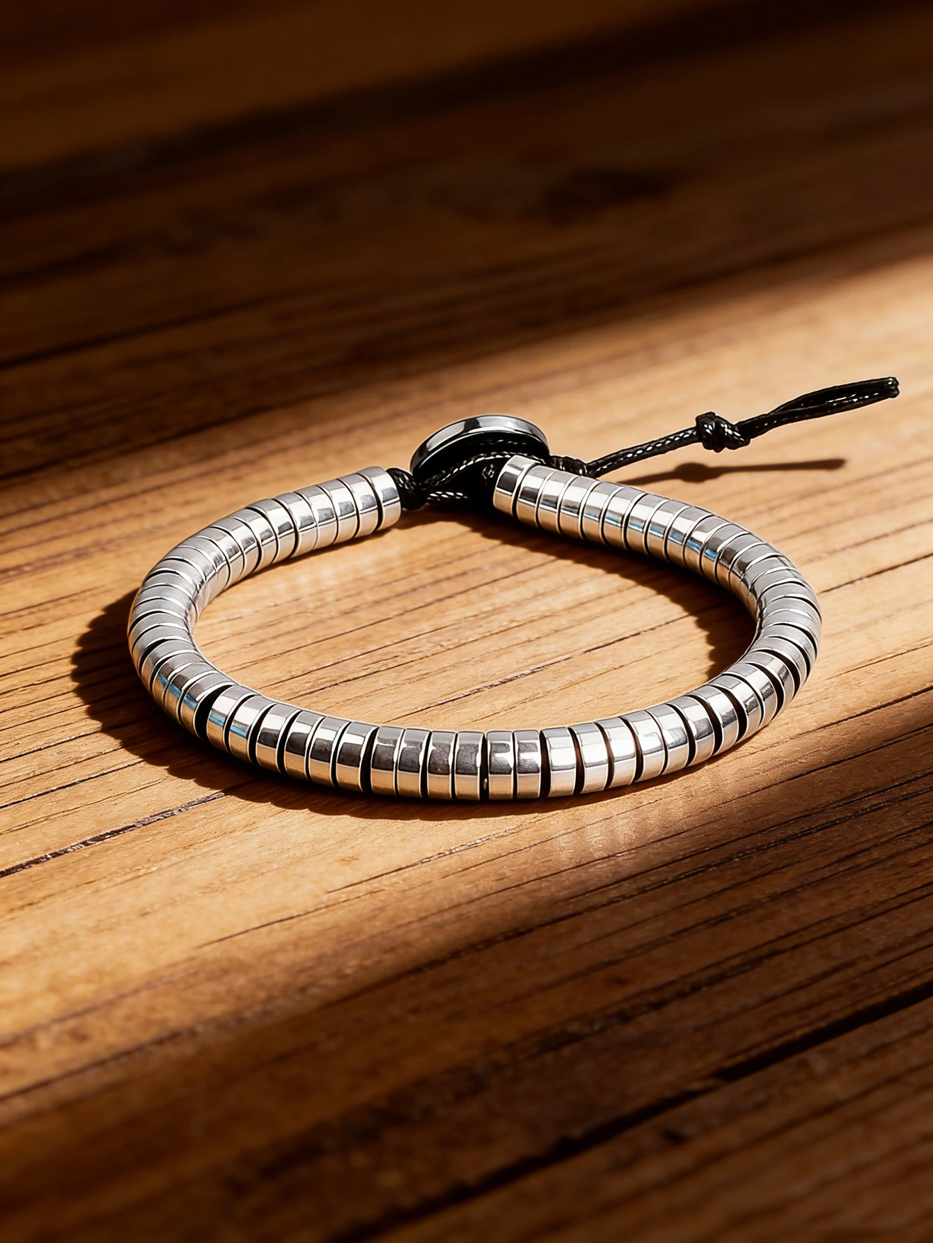 

Hematite Energy Bracelet Cylinder Spacer Natural Stone Beaded Bracelet Braided Leather Cord Reiki Healing Charm for Men Jewelry