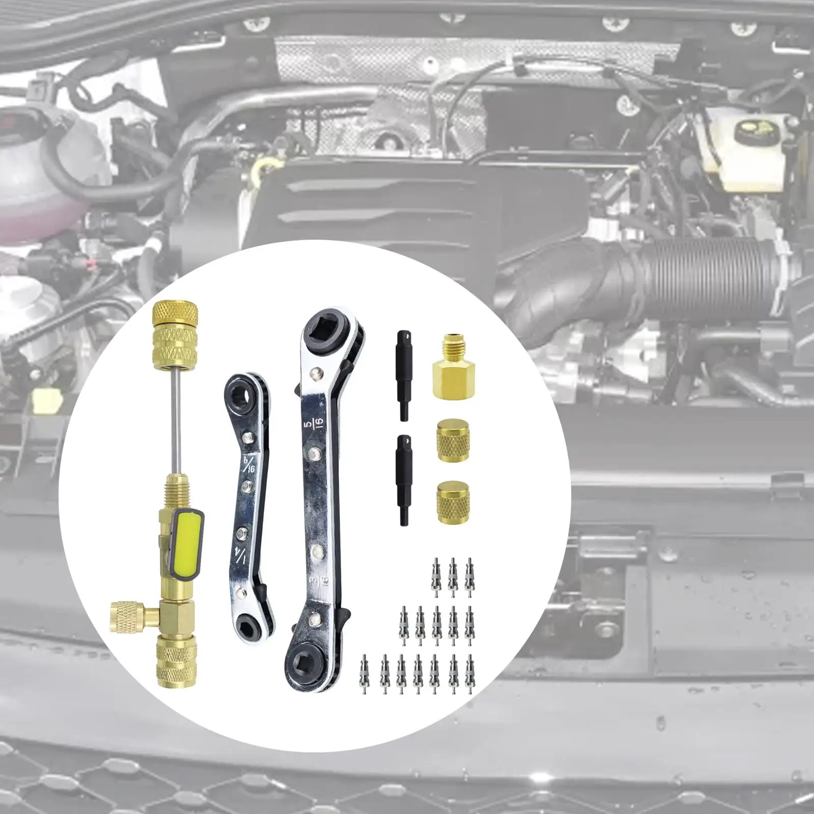 空調バルブコア取り外しツール、スペアパーツ、サービスレンチセット、23x