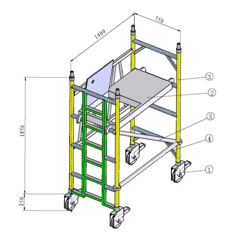 2-meter aluminum alloy scaffolding, horse stool folding, lifting, thickening engineering, ladder putty scraping, mobile home pla