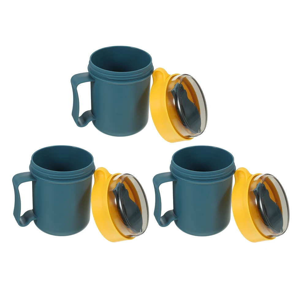 

3Pcs Microwave Food Bowls with Lid Spoon Portable Soup Cups for Breakfast Oatmeal Hot Cereal Travel Container Hot Food Container