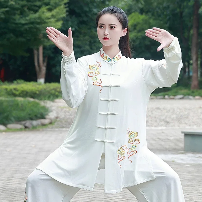 Women's Tai Chi Uniform Embroidery Performance Spring Summer Training Suit Kung Fu Wushu Morning Practice Suit Chinese TaiChi