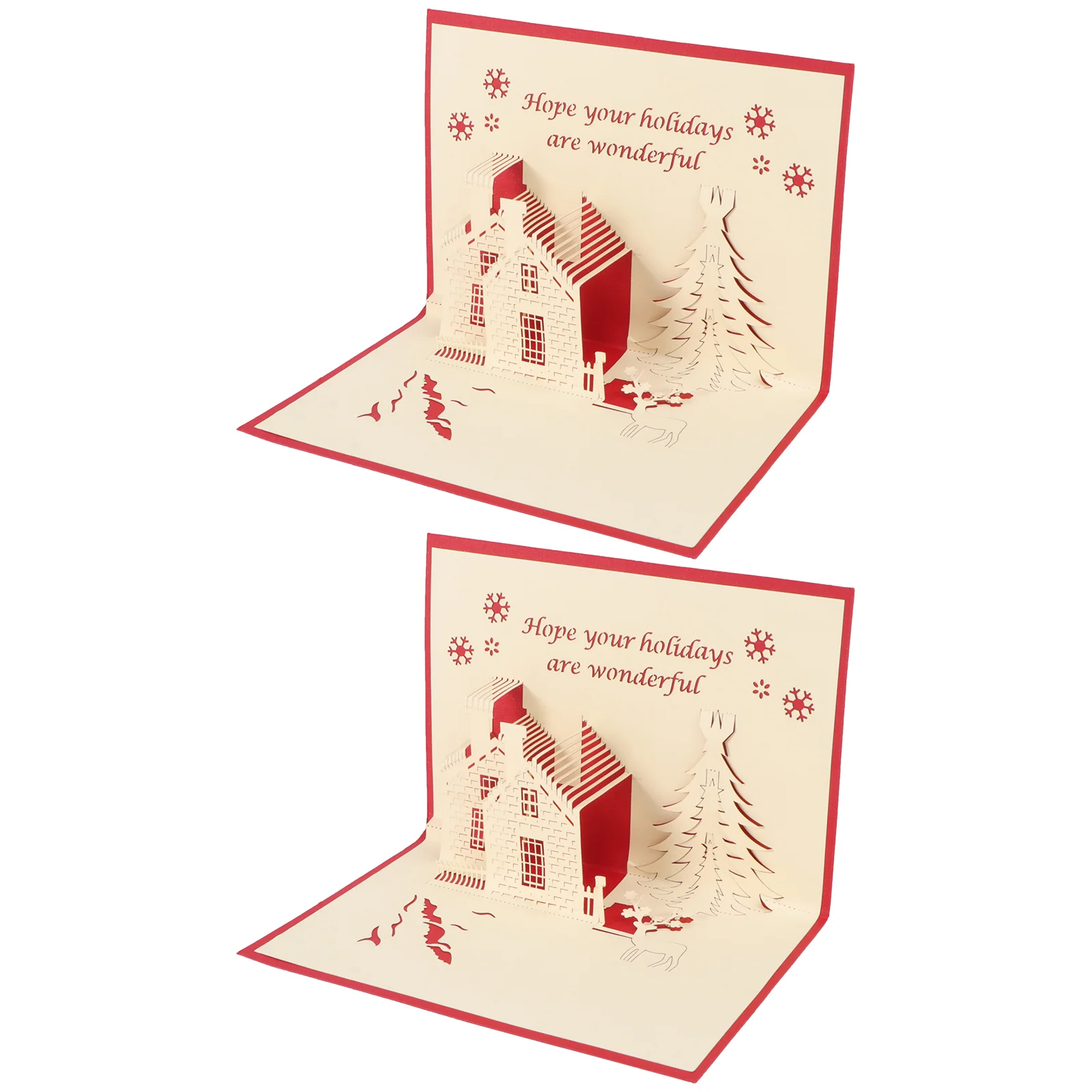 Christmas Cutout Greeting Card Handmade Blessing Gift 3D Festival Castle Hollow-out Cards