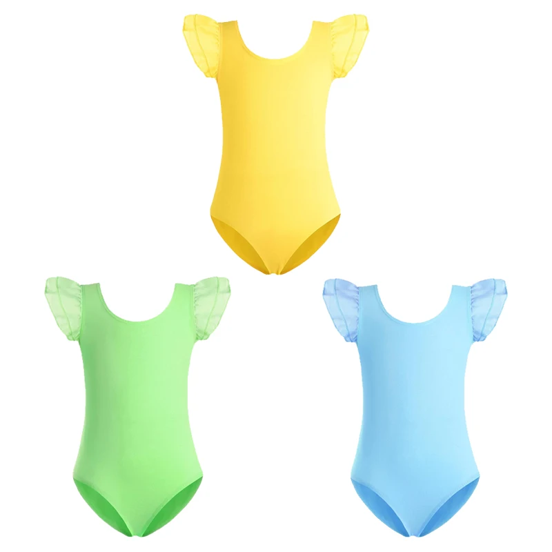 Girls Ballet Leotard Toddler Team Basic Short/Ruffle Sleeve Dance Leotards Ballet Dancewear