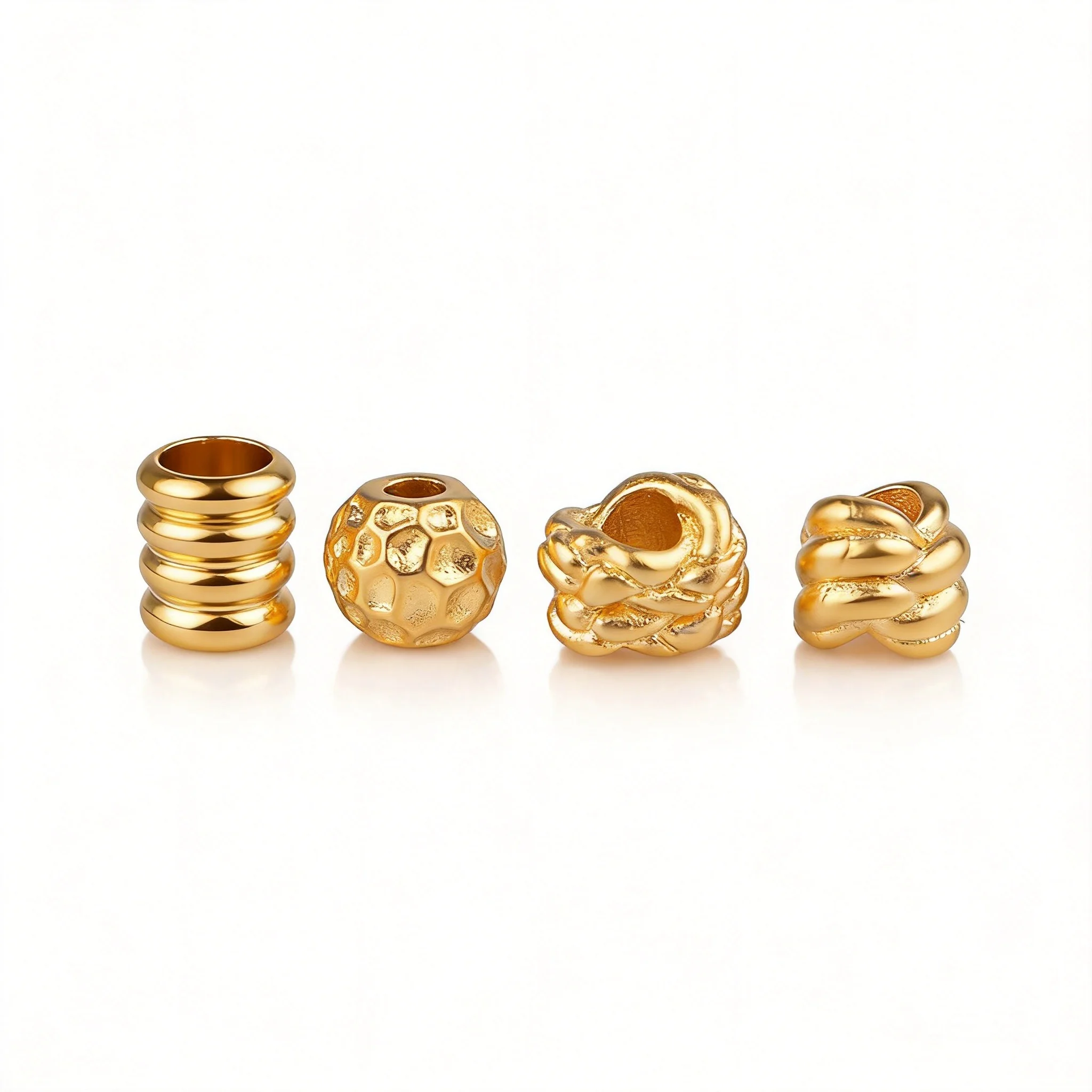 Chinese Style Ancient Sand Gold Lucky Blessing Spacer Beads Hammered Meteorite Twist Knot Barrel Beads For Diy Bracelet Necklace