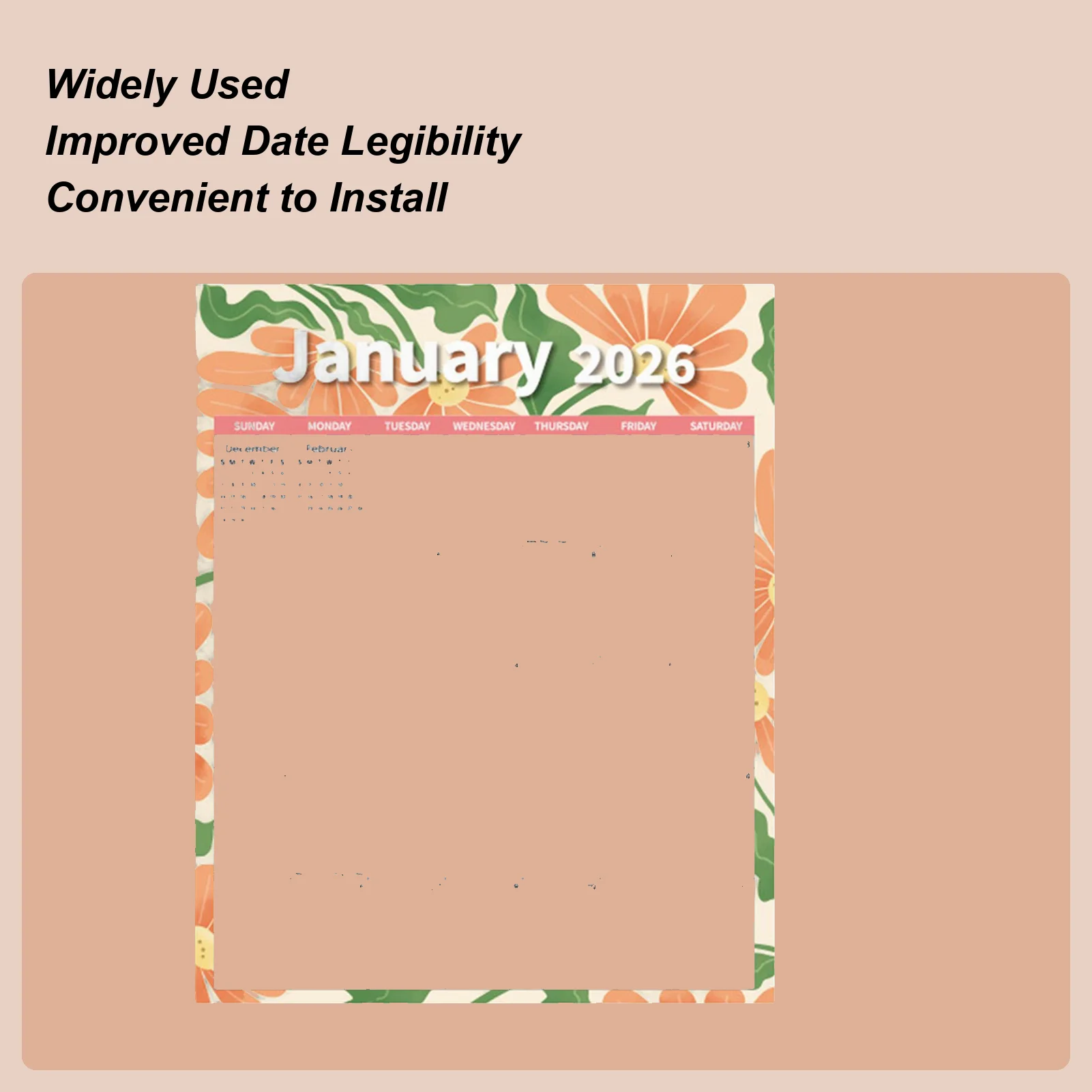 

Fridge Calendar 12-Month 2026 Schedule Calendar Smudge-proof Magnetic Schedule Countdown Punch-In Planner For School Kitchen