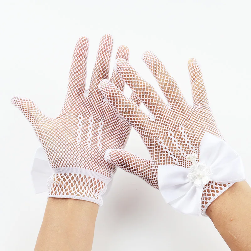 Gants d'été en maille extensible fine, personnalité à la mode, nœud de princesse, Performance de mariée, gants de cérémonie à doigts fendus