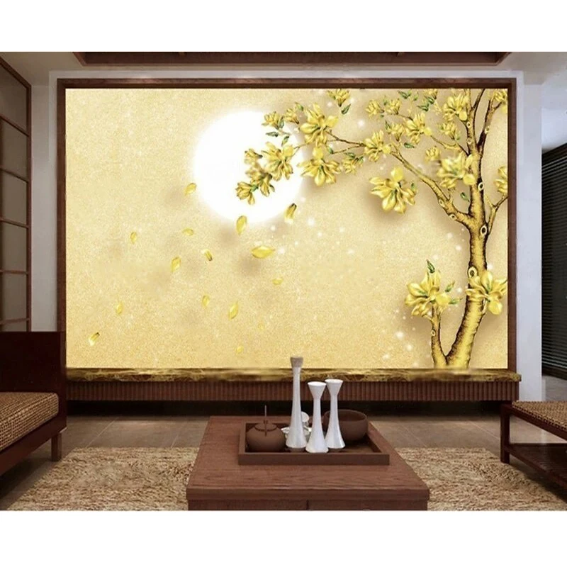 Modern Simple And Creative Golden Branches Auspicious And Prosperous TV Luxurious Home Decoration Background Wall