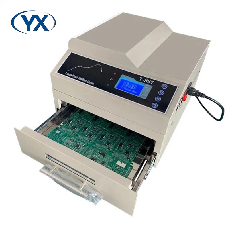 

YX T937 SMT Mini Desktop Reflow Oven SMT Assembly Line Lead Free Reflow Soldering Machine Soldering Area 306mmX322mm