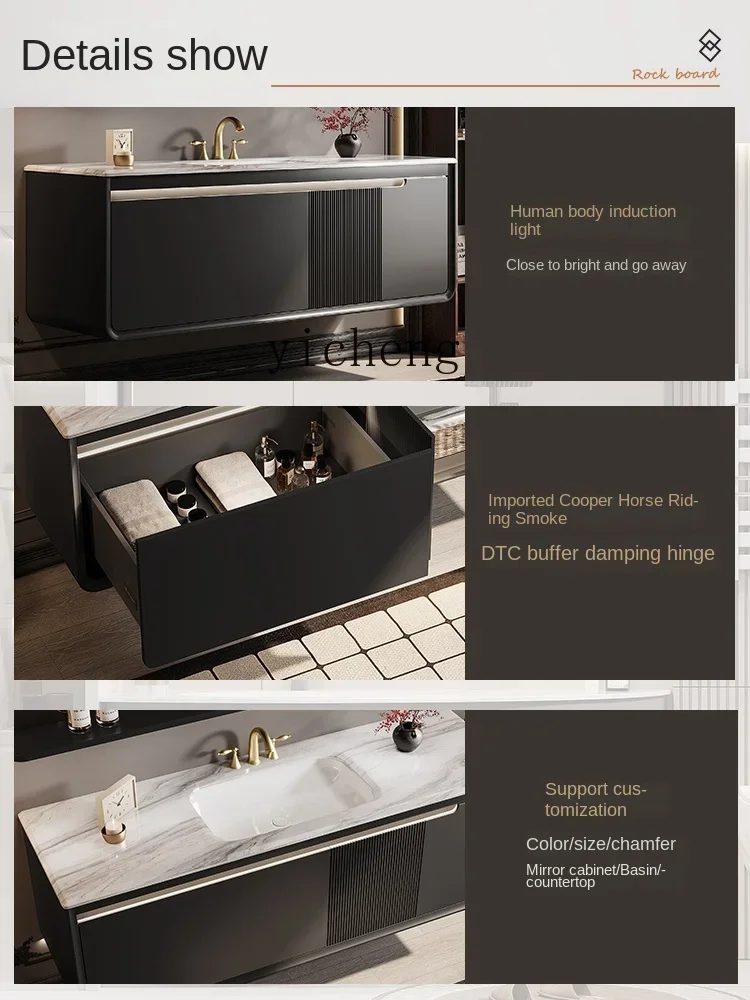 a5 retro bathroom cabinet combination oak bathroom slate hot bending integrated basin face cabinet home decoration accessories