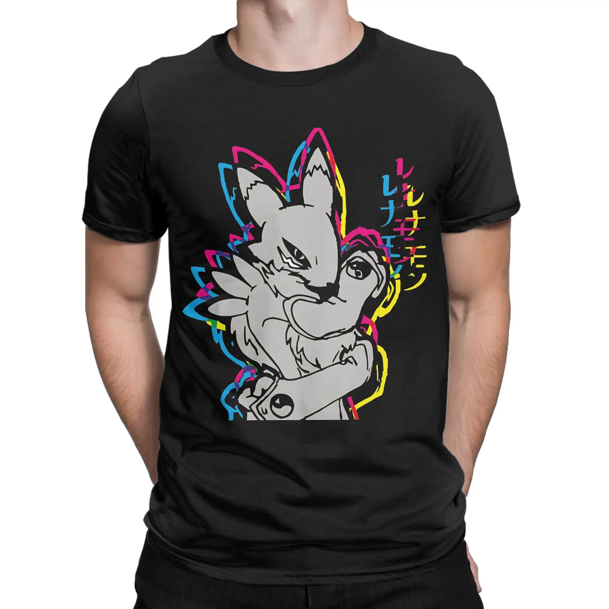 Colors Renamon Novelty 100% Cotton T-Shirt D-Digimon Tops Tees For Men
