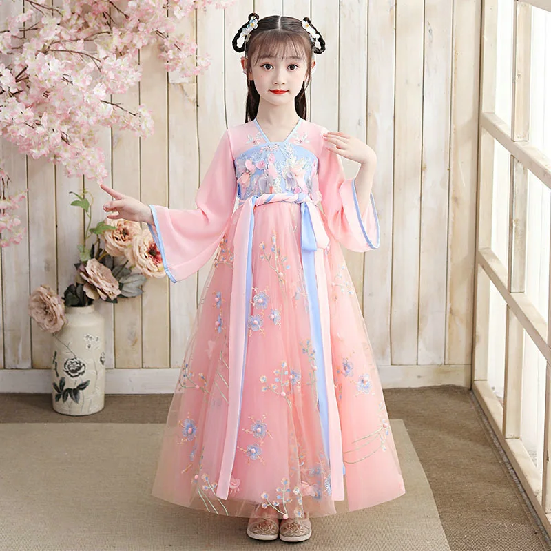 Princess Cosplay Chinese Hanfu Dresses Kids Party Vestidos Baby Long Girls Traditional Clothing Children Girl Fairy Dress Summer