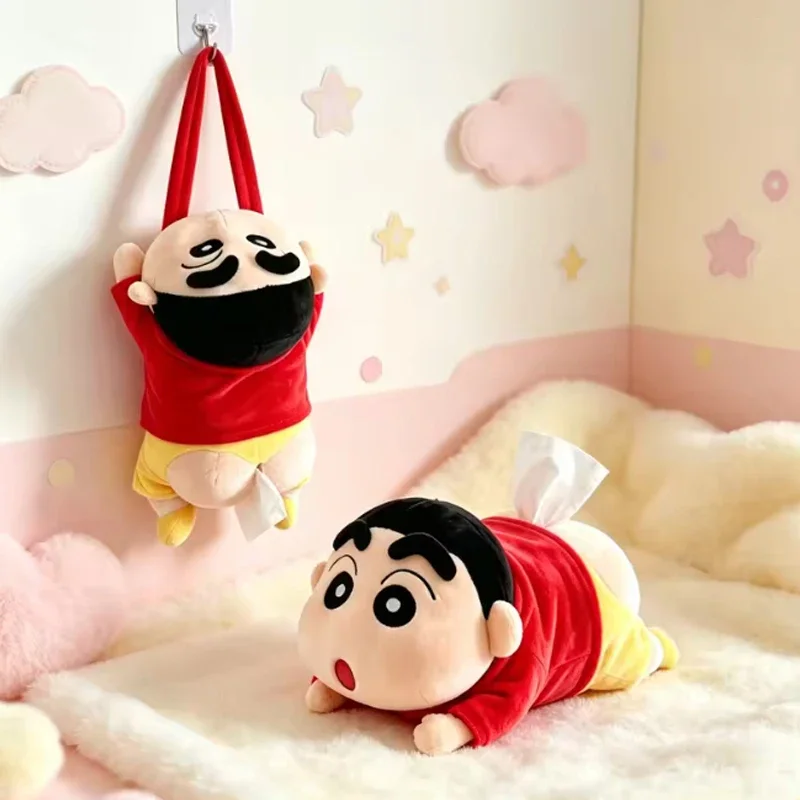 @@@Cute Lying Down Crayon Shin Chan Figurine Tissue Box Car Decor Pendant Collectible Figure For Home And Vehicle