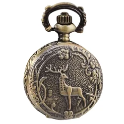 Bronze Delicate Deer Clamshell Pocket Watch Necklace Small Pocket Watch Gift Pocket Cheap Children's Toys