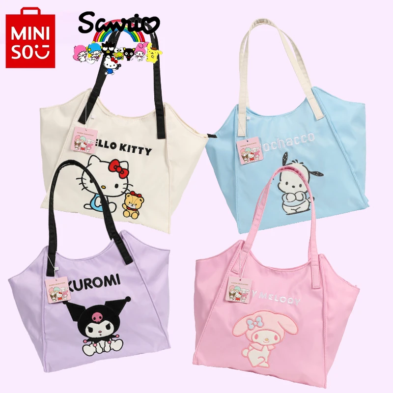 Miniso Sanrio New Women's Handbag Fashionable High Quality Girl Shoulder Bag Cartoon Casual Versatile Women's Shopping Bag