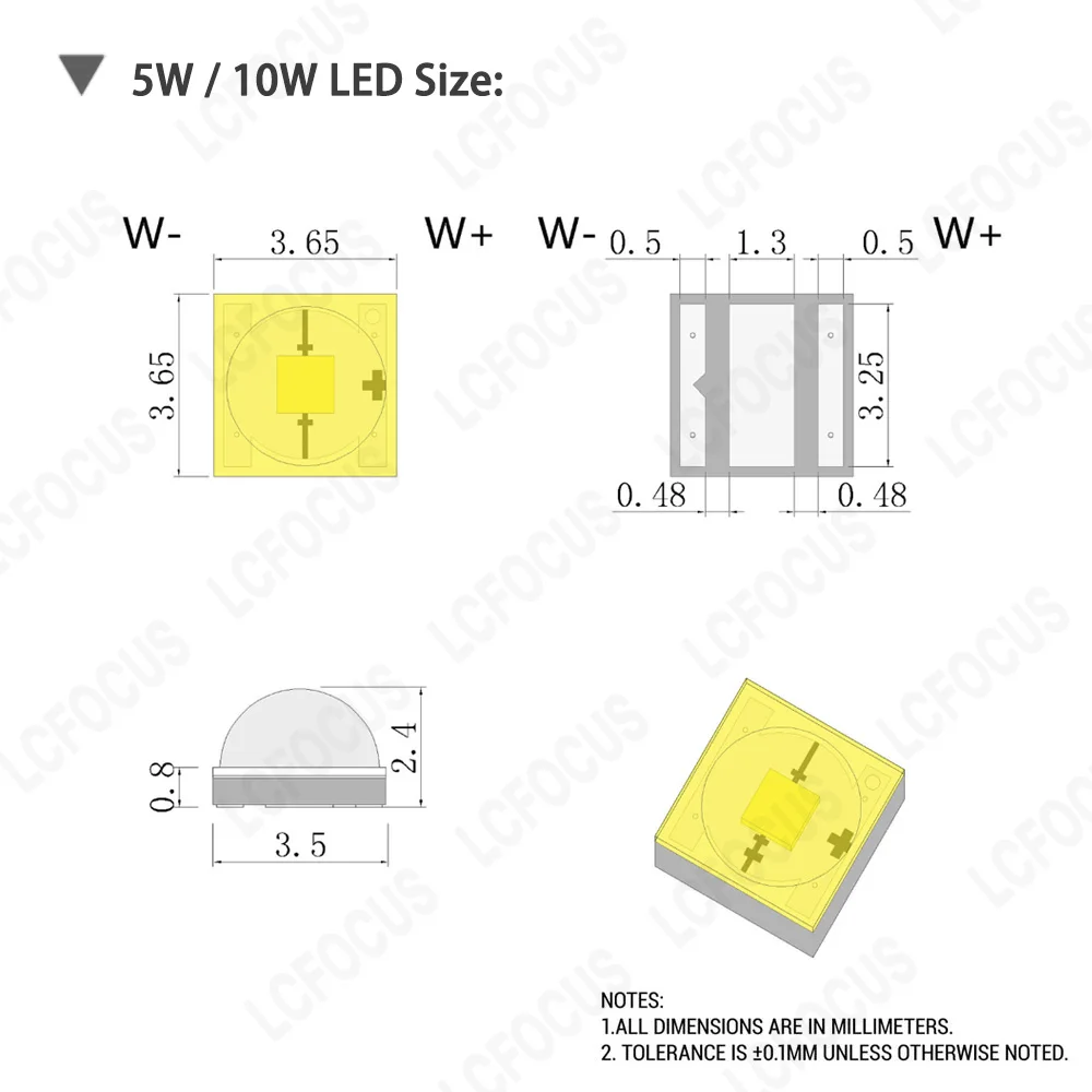 Imagem -04 - Alto Brilho w w w 10 w Led Chip Amarelo Dourado Branco Quente Branco Fresco Branco 1700 k 3000 k 6000 k Cob Smd 45mil 55mil 78mil para 3535 Contas de Lâmpada Cree Xpe