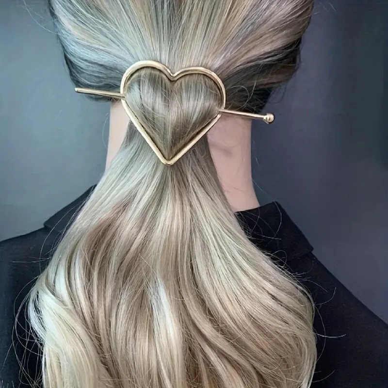 1PC Love Hairpin Minimalist And Fashionable Alloy Heart Shaped Arrow Hair Sticks For Better Hair Decoration.