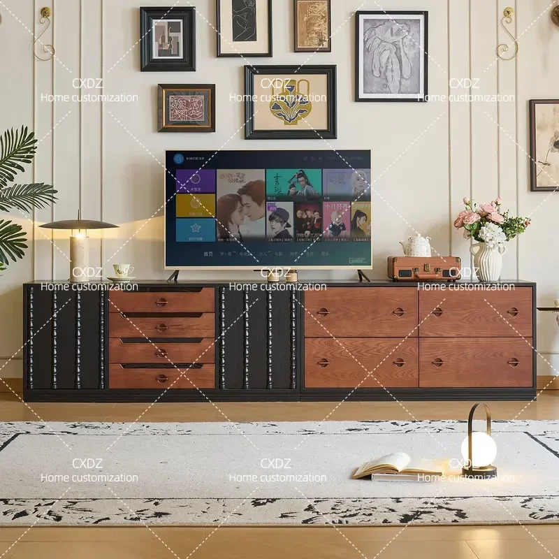 Medieval Floor to Ceiling TV Cabinet Integrated Wall Module Multi Functional Side Storage Unit Combination Furniture