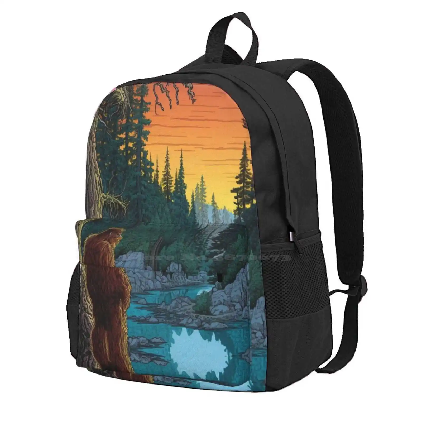 Deep Thoughts With Bigfoot Hot Sale Schoolbag Backpack Fashion Bags Bigfoot Sasquatch Funny Colorful