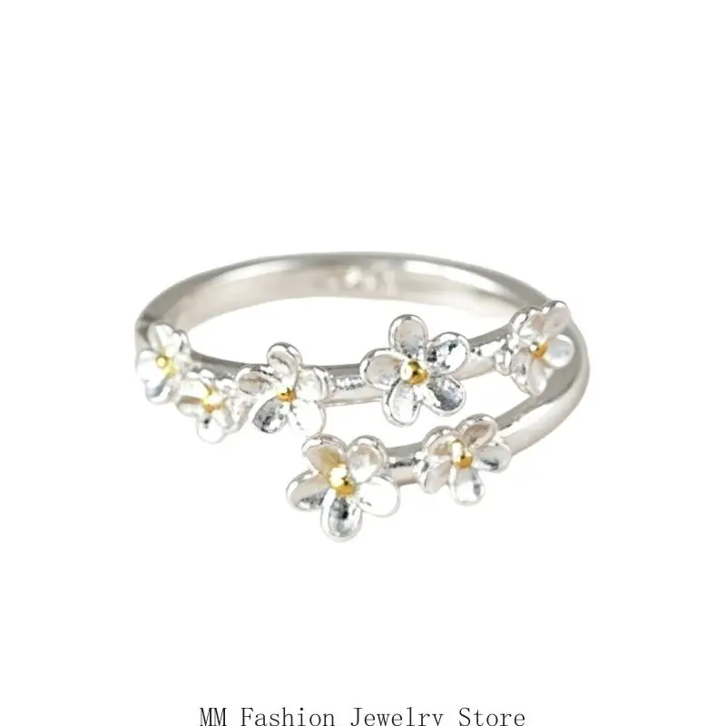 Adjustable Open Band Flower Ring for Women, Alloy Jewelry for Everyday Outfits, Dates and Gift Ready Styling Look D0UB