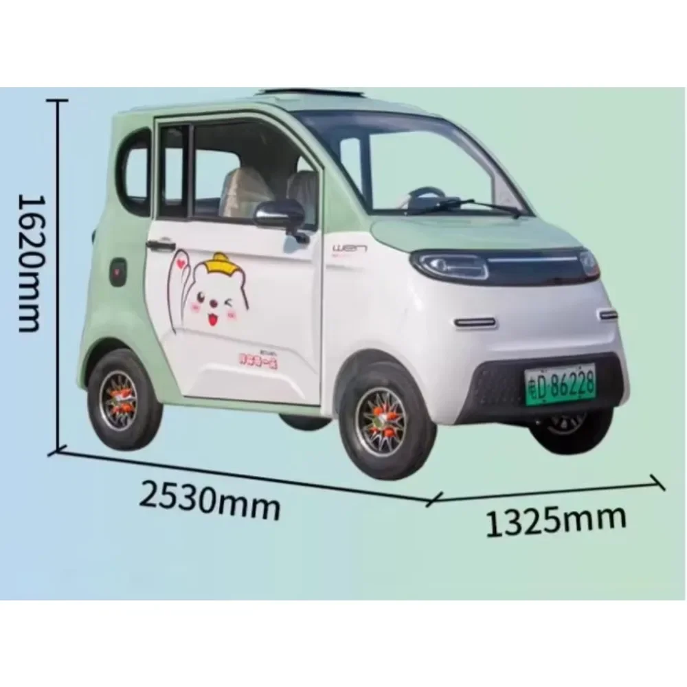 China's New Design Family 4-Wheel Slow Fully Enclosed Adult Driving Left Rudder Drives Electric Car with Passenger Seat