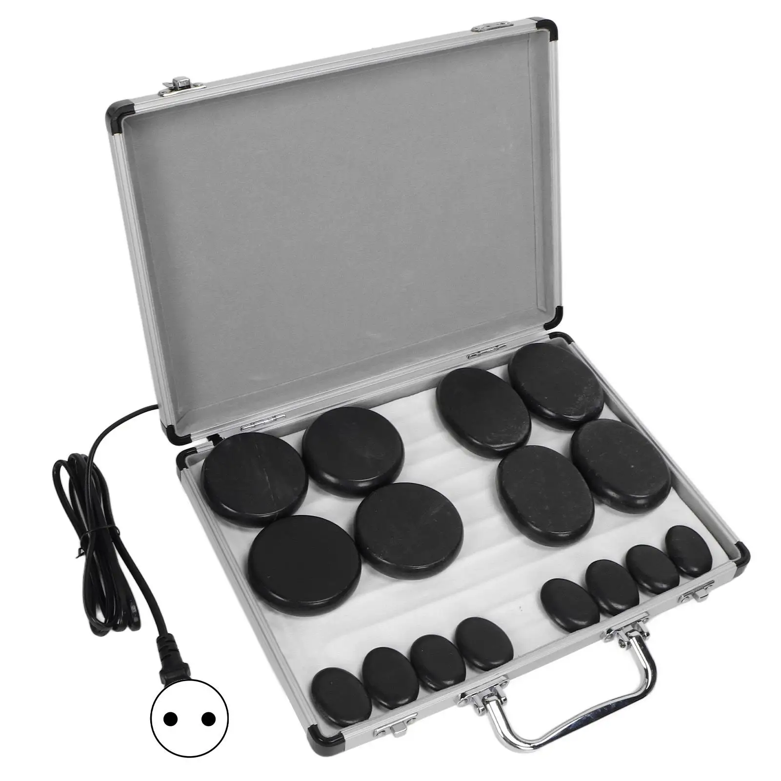 

16pcs Heated Massage Stones Essential Oil Therapy Relaxation Stones with Aluminum Storage Box for Pain Relief