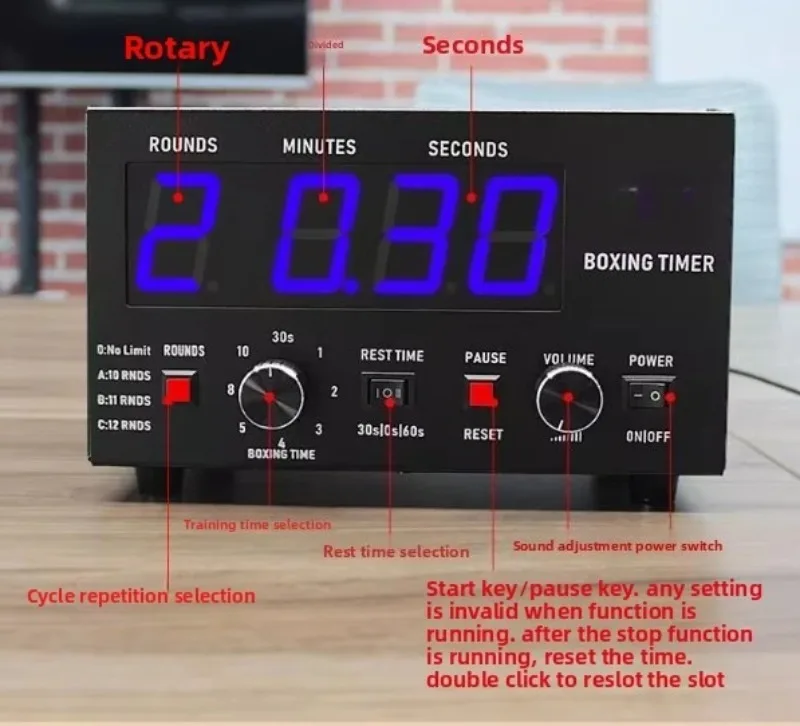 Digital Round Timer for Combat Sports | MMA/Muay Thai/Kickboxing Interval Training Gym Timer