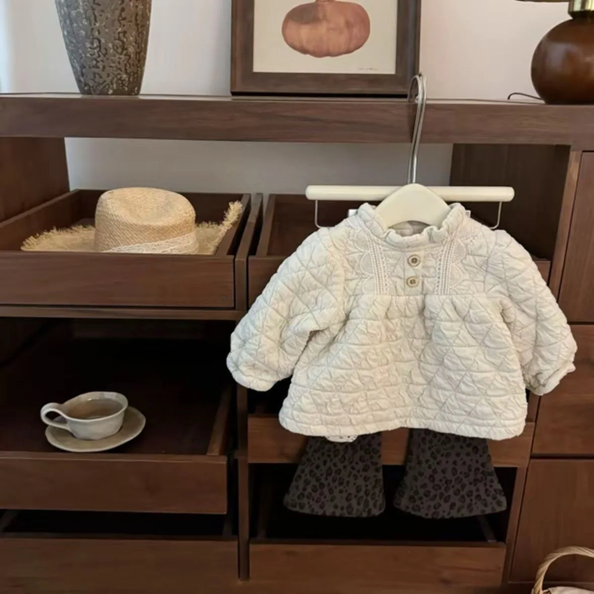 

Winter Little Girls Parkas Solid Color Thicken Kids Girls Crimping Warm Jacket Ruffle Collar Toddler Girls Outerwear Coat