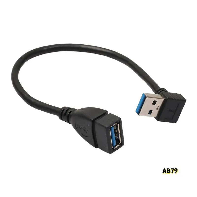 10X USB 3.0 직각 90도 연장 케이블 수-암 어댑터 코드, 20Cm