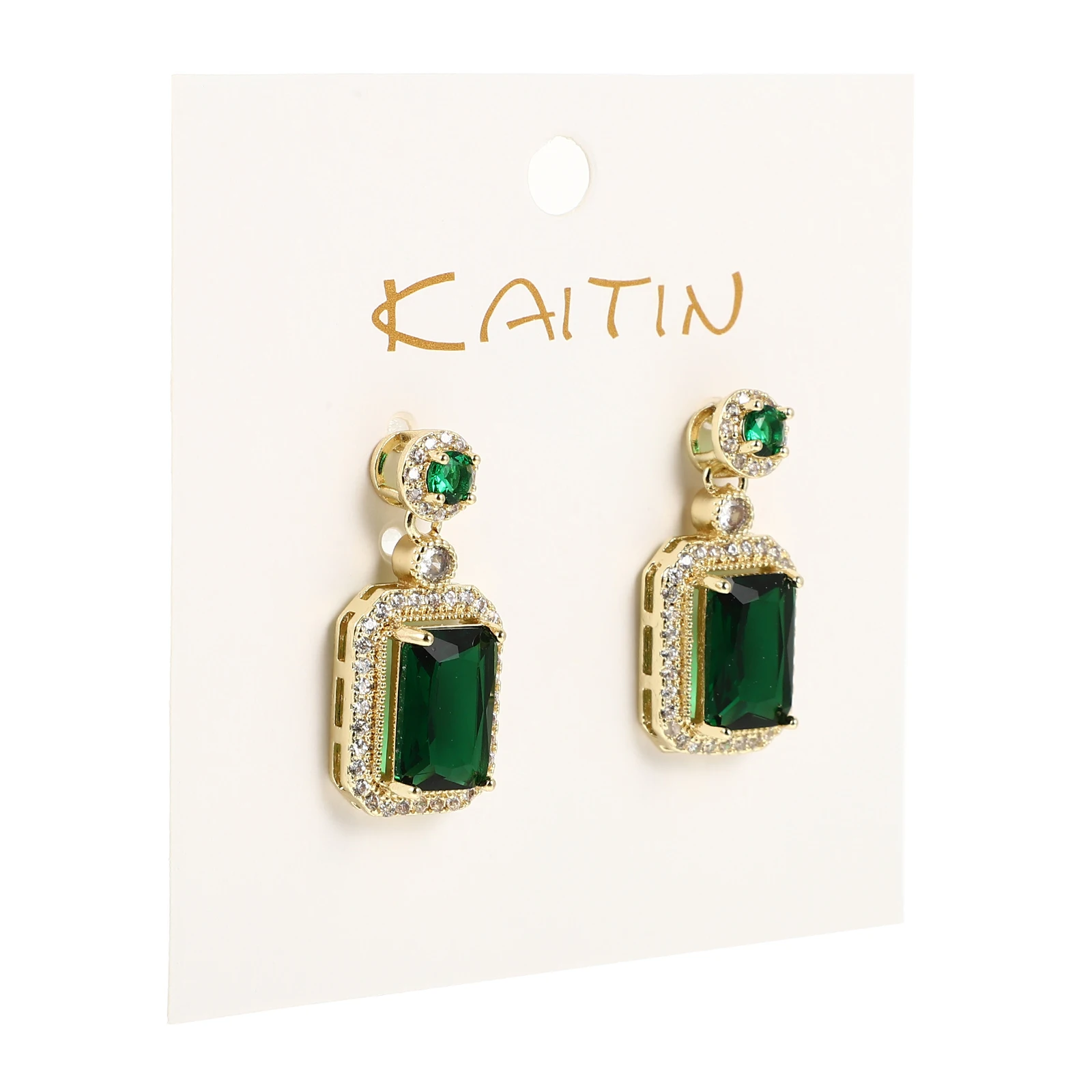 

1 Pair Zircon Earring Ear Fashion Green Ear Jewelry for Women