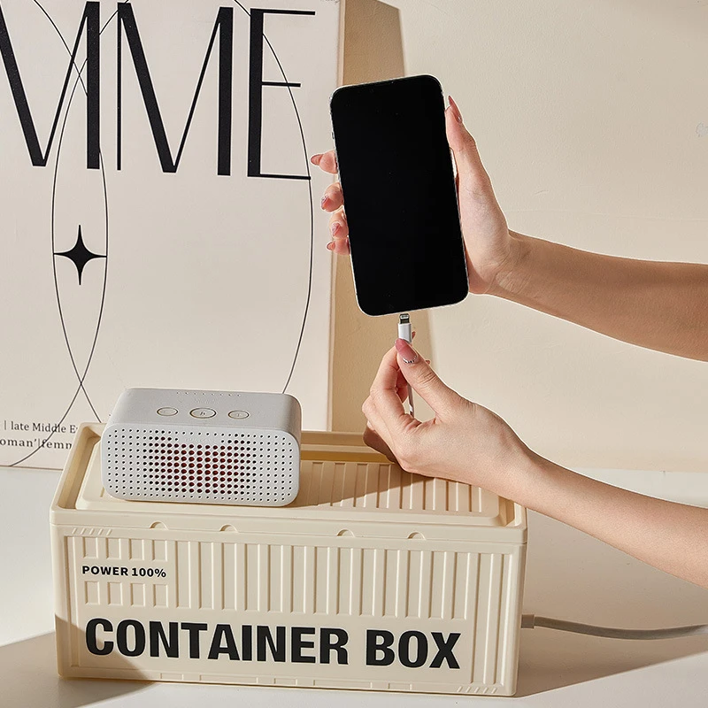 Unique Container Desktop Power Strip Storage Box Dustproof Socket Storage Box Home Wire Case Wire Management Cable Organizer