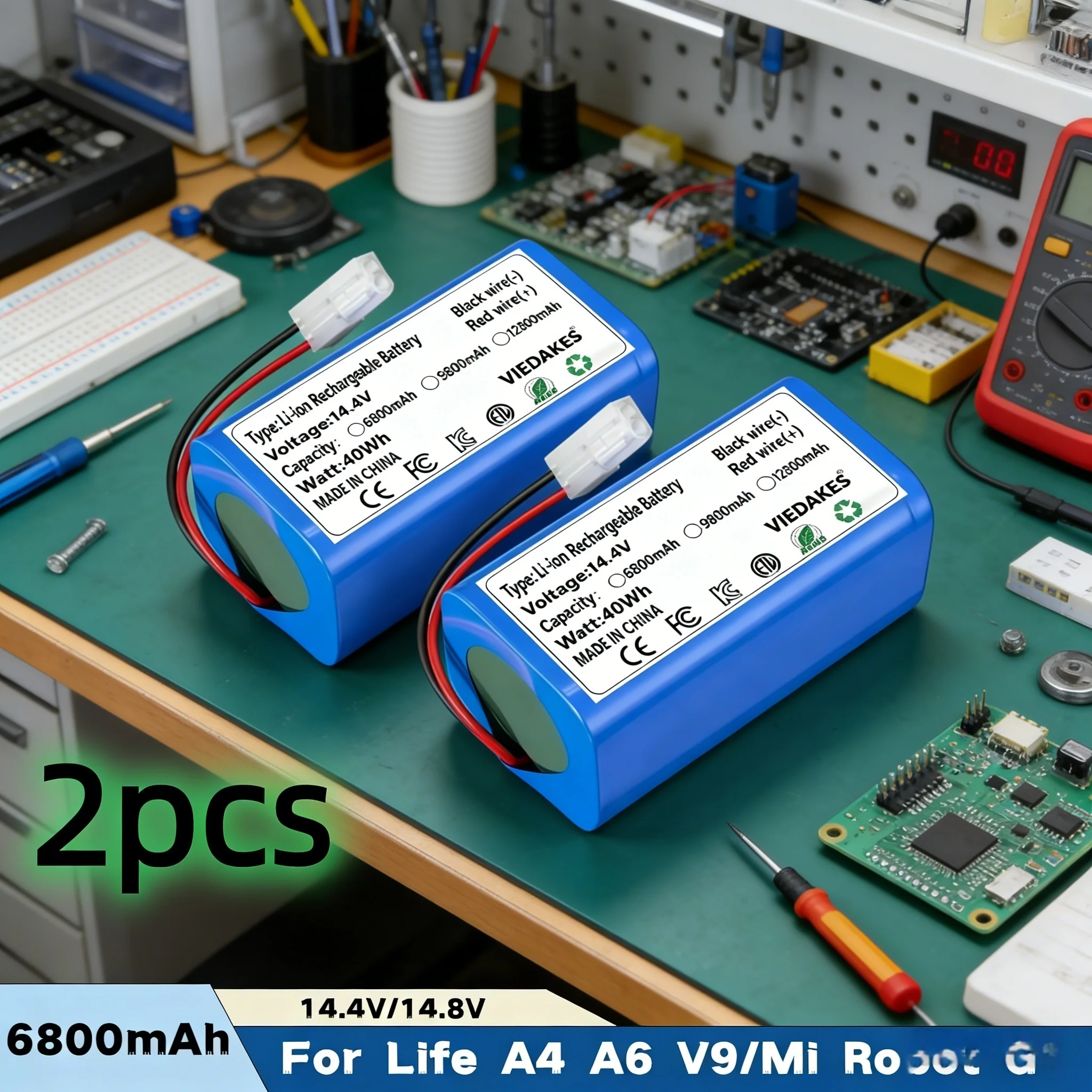 

✔14.8V 6800mAh 18650 4S1P Replacement Li-ion Battery for Mijia Mi Robot Vacuum-Mop P STYTJ02YM Sweeping Mopping Robot