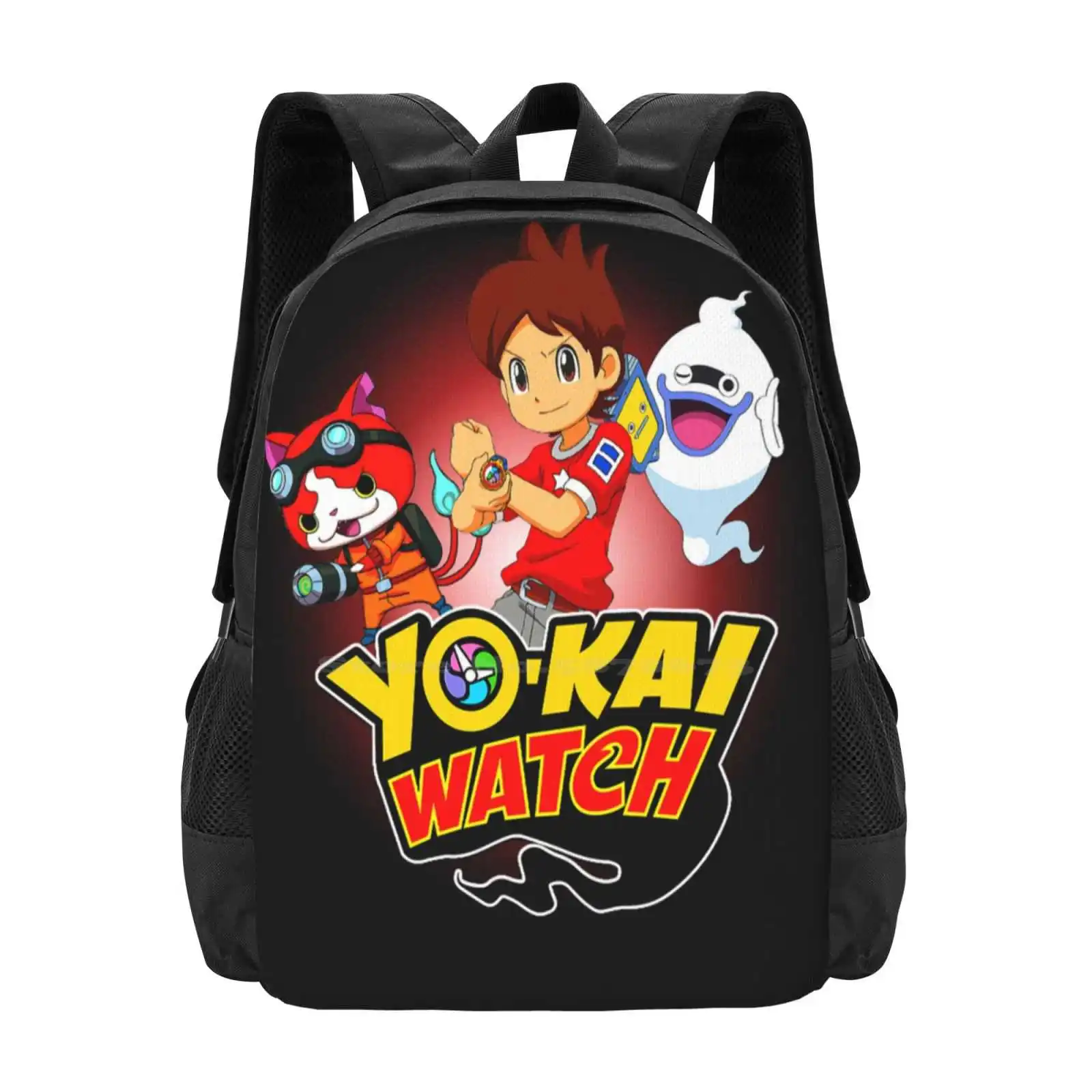 Yokai-Horloge Patroon Ontwerp Bagpack Schooltassen Yokai Horloge Yo Kai Horloge Jibanyan Komasan Fluisterend Youkai Horloge Anime Schattige Geest