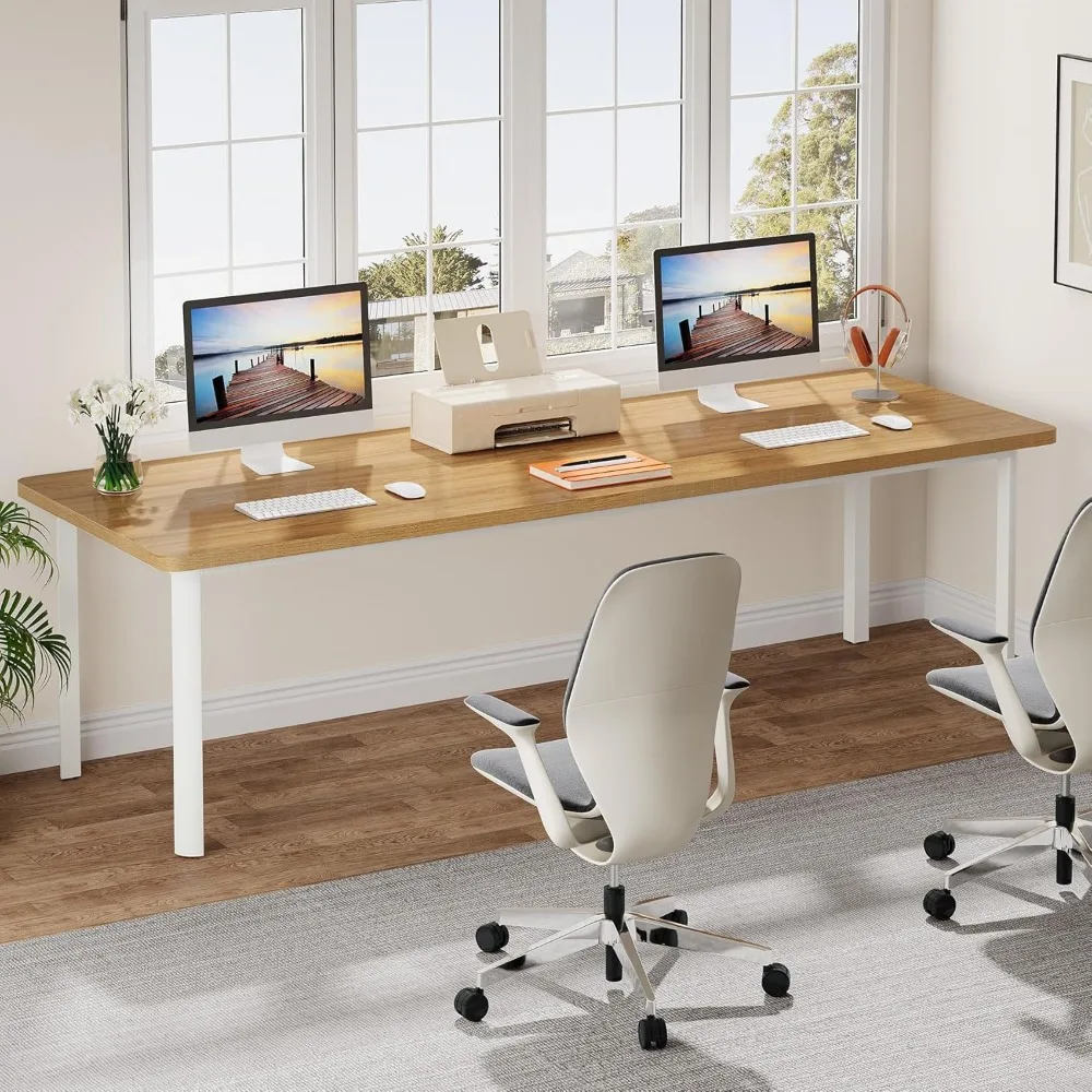 79-Inch Long Computer Desk for 2 People, Modern Wood Executive Office Desk, Long Work Desk for Home Office