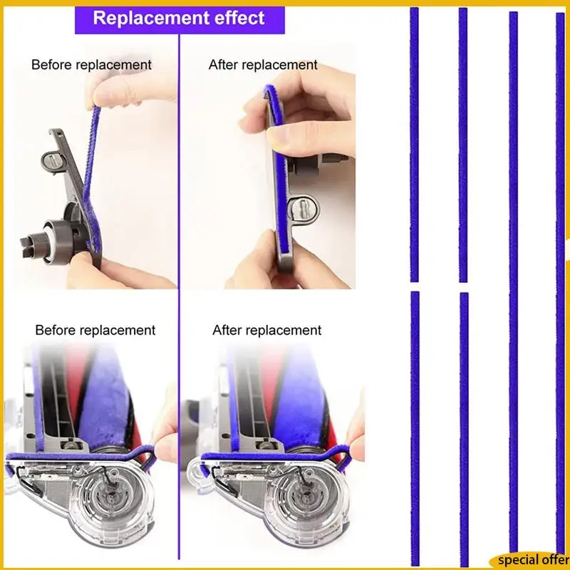 

Сменная щетка A61I 2X для Dyson V6 V7 V8 V10 V11, аксессуары для мягких валиков, с 12 фетровыми полосками, чистка и удаление пыли