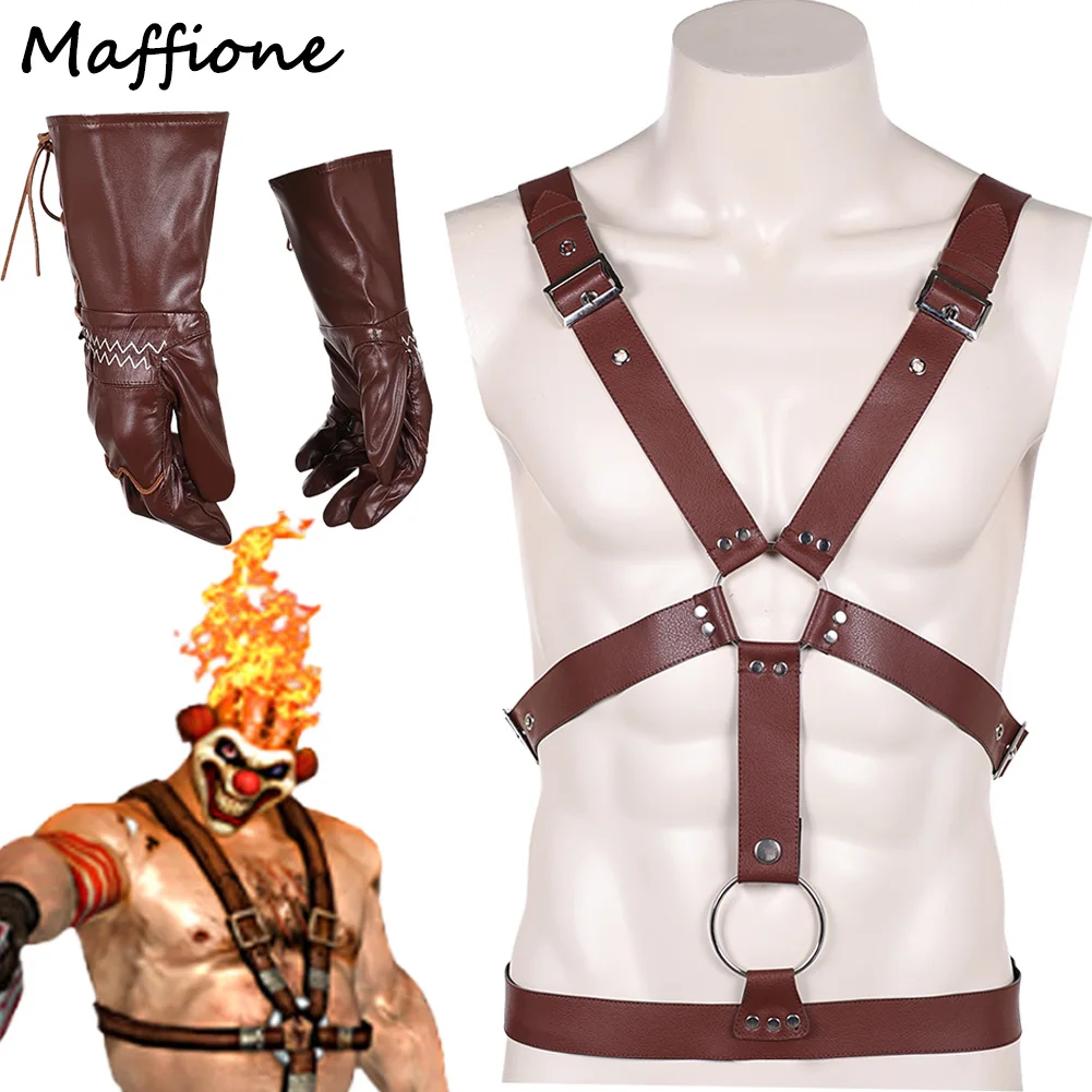 

Sweet Tooth Cosplay Back Strap Gloves Set Costume Props 2023 TV Twisted Metal Disguise Men Roleplay Shoulder Belt Band Halloween